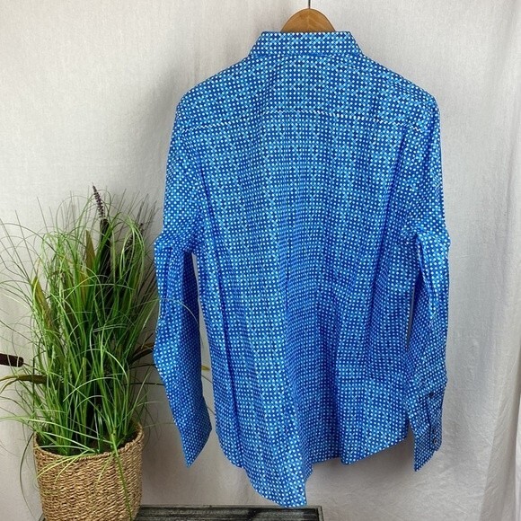 Robert Graham Blue & White Print Long Sleeve Button Close Shirt NEW XL - Picture 3 of 8